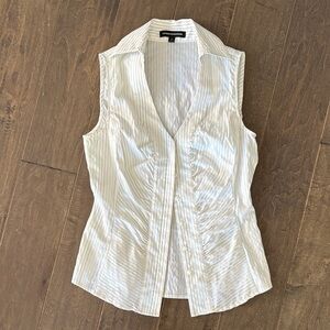 Express White Striped Sleeveless Blouse